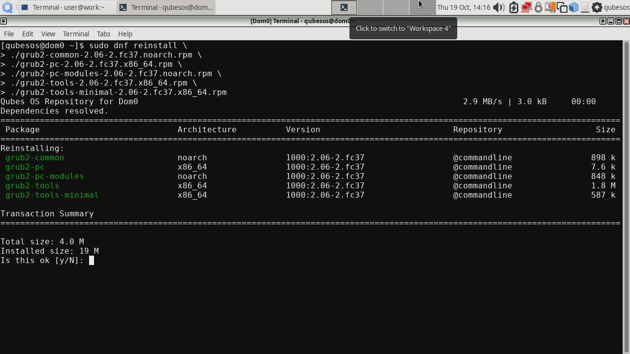 Reinstalling GRUB packages 1