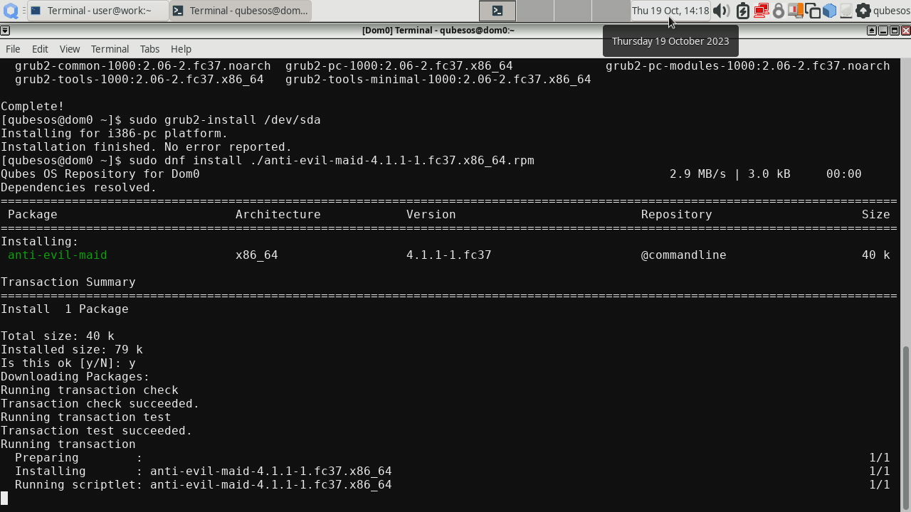 Installing GRUB to disk and AEM package